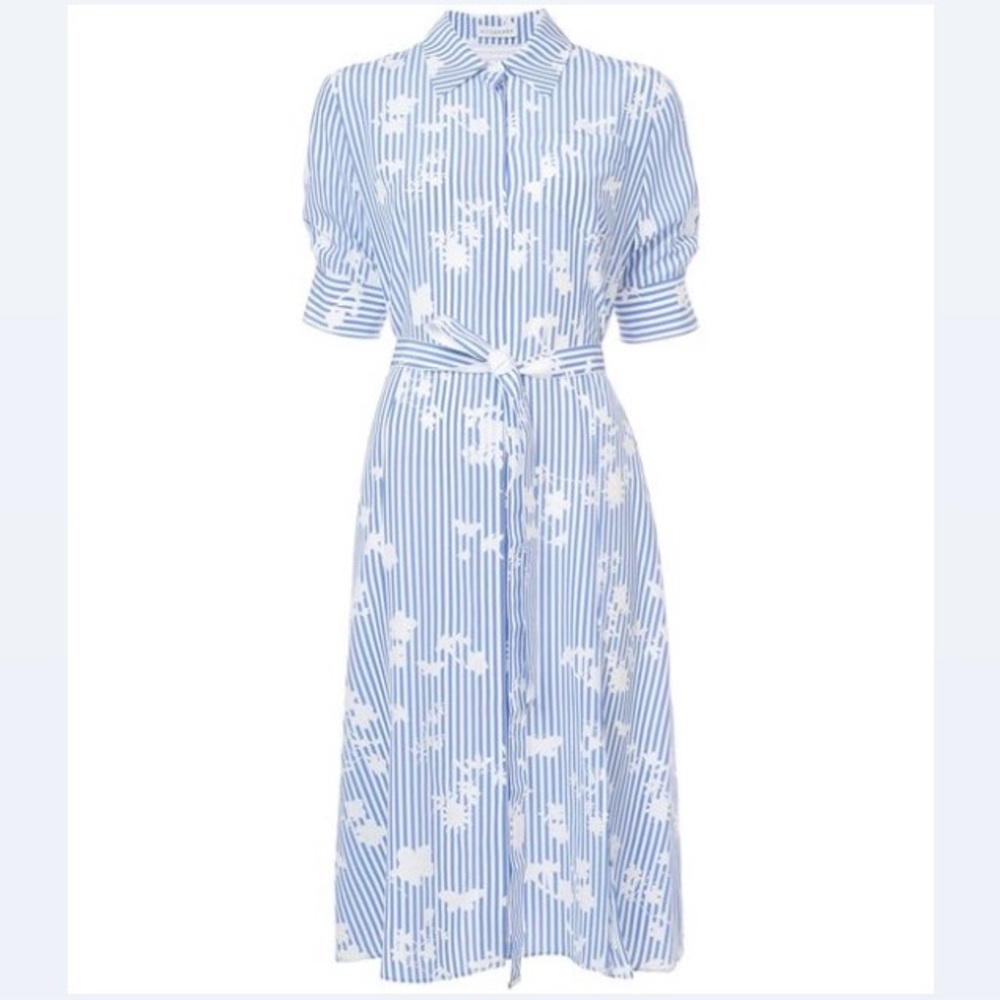 Altuzarra Kieran Dress Blue White Stripe Floral